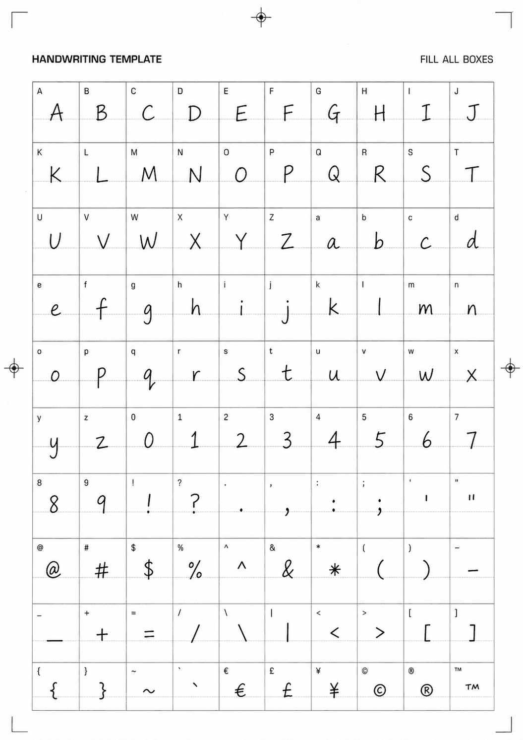 Filled handwriting template example